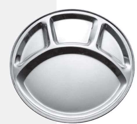 Silver Plain Stainless Steel 4 Compartment Plate, for Home