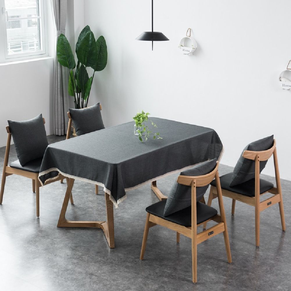 Yfashion e Faux Linen ablecloth Stain Resistant Wrinkle Free ablecover For Banquet Parties Dinner Kitchen color:Dark blue size:130*130cm