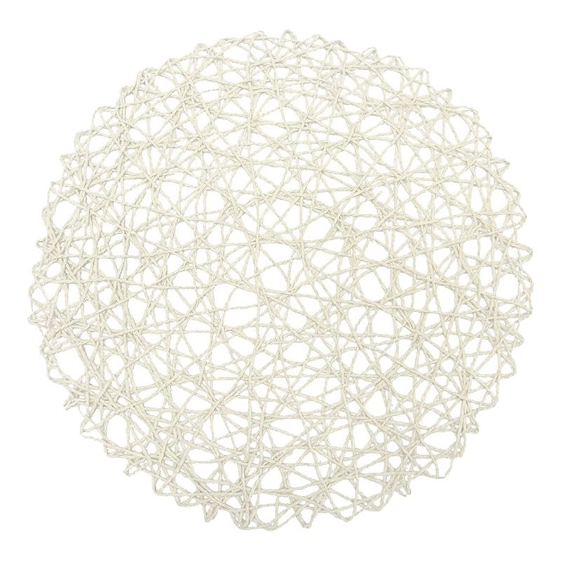 Round Paper Fiber Woven Place Mats Decorative Braided Natural Mat Holidays Parties Decor 15 inch Set Of 12 (White) ， Place Mats