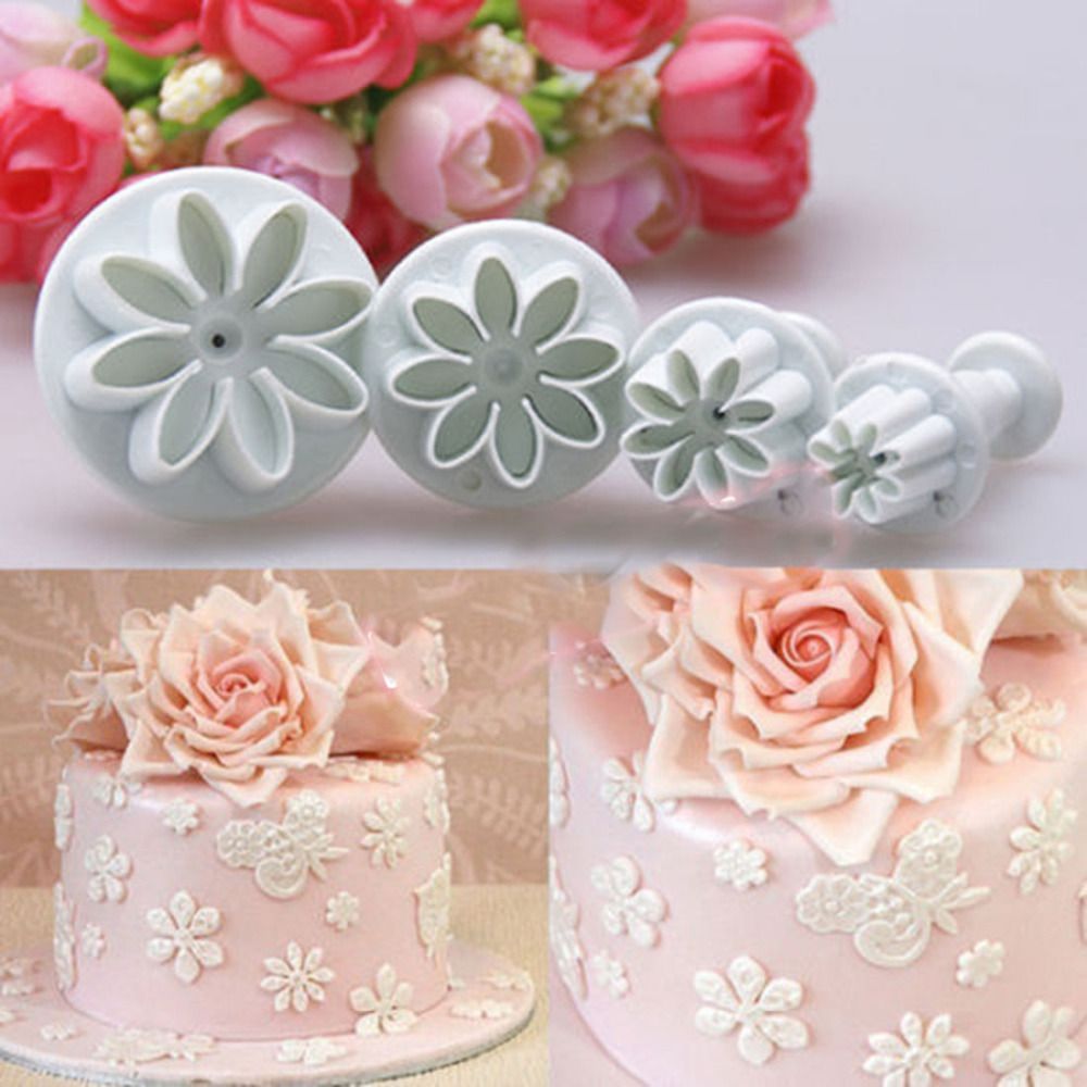 Flower Blossom Sunflower Cutter Fondant Cake Tool Cake Decorating Tools (4Pcs/Set)