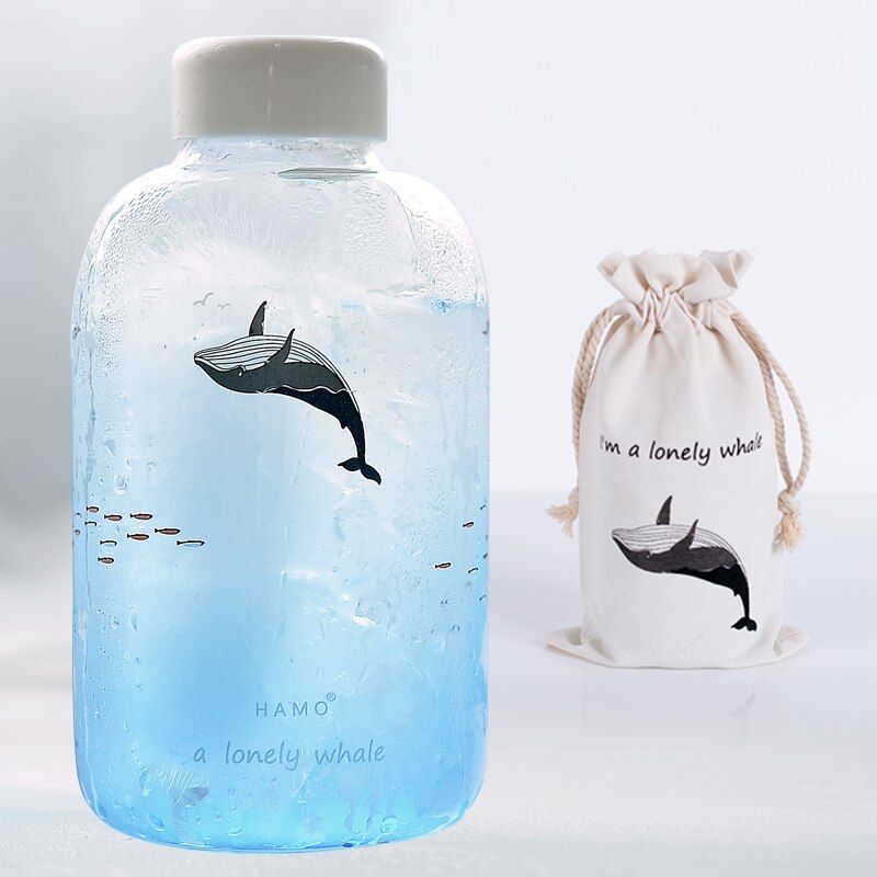 Creative Sky Glass Water Bottle with Sleeve 600ml Gradient Color Sport Bottles Fashion Camping Bottle Tour Drinkware Drop Ship