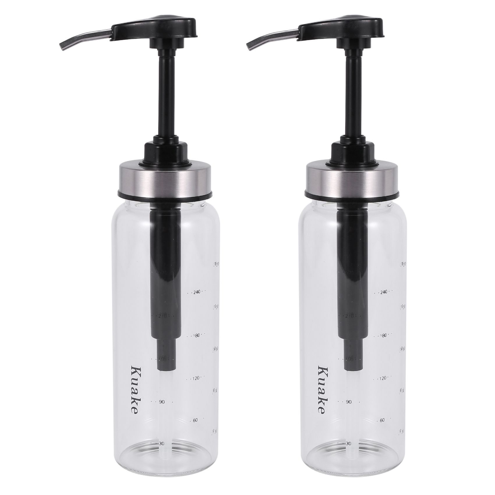 2X Sauce Pump Dispenser with Glass Bottle Leakproof Kitchen Condiment Dispenser for Honey Ketchup Mustard Mayo