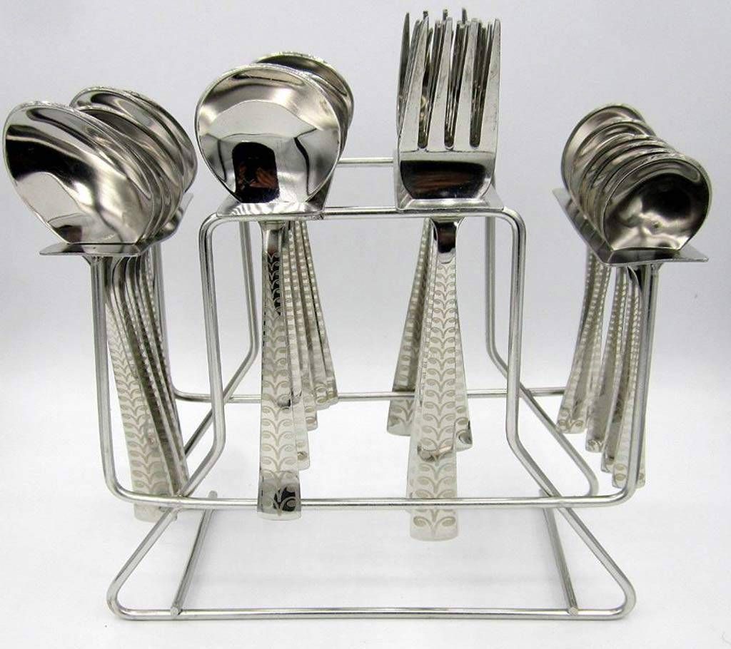 Huayu stainless steel cutlery with stand (Set of 24 pcs)