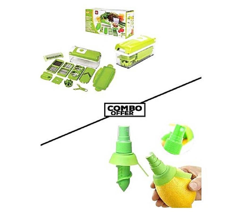 Combo Pack Nicer Dicer Plus and Lemon Juice Sprayer - Green
