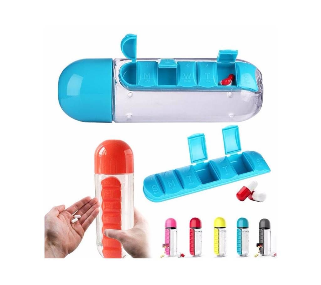 Water Bottle with Pill & Vitamin Organizer 