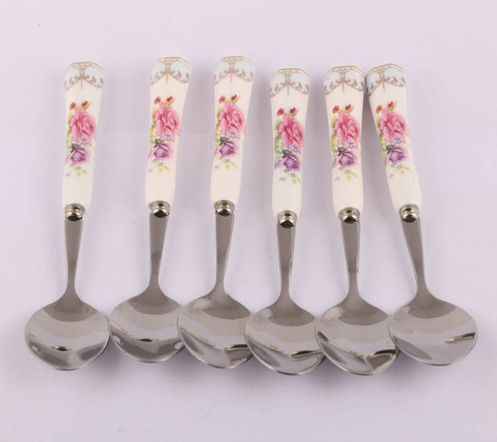 Ceramic handle Stainless steel serving spoons 6 pcs.