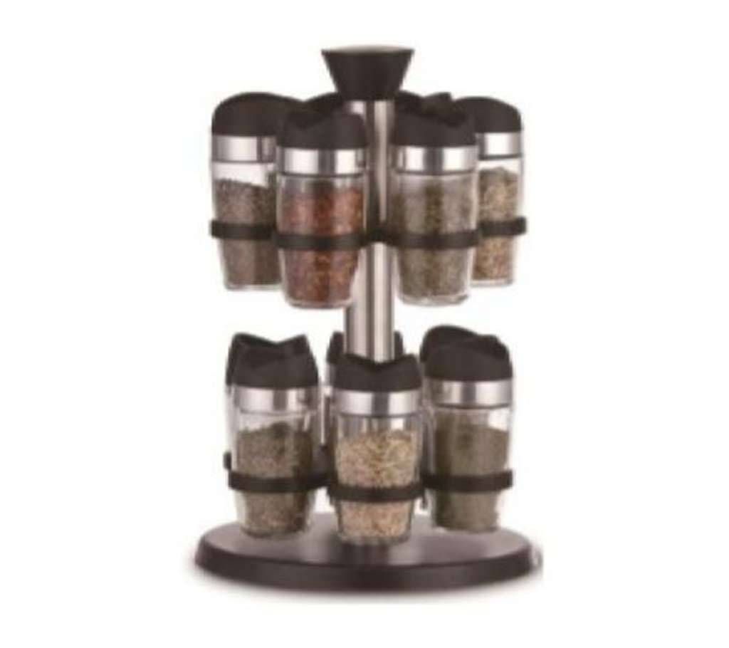 Rotating Spice Rack Set Of 12 Control Bottle Multipurpose Glass Jars