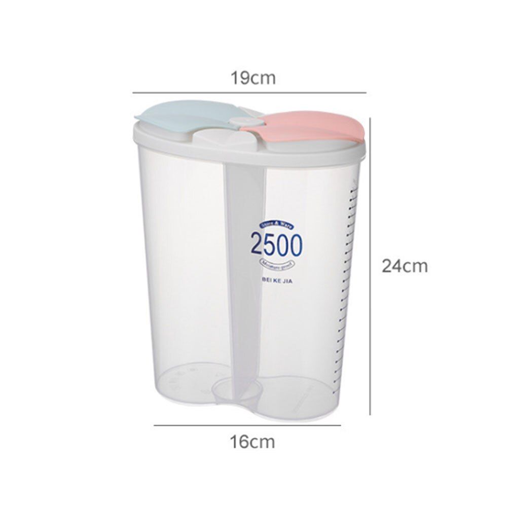 Transparent Grain Snack Storage Box Plastic Kitchen Compartment Barrel Household Sealed Cereal Food Storage Containers Jar