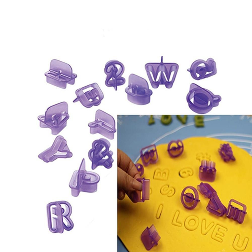 40 Pcs DIY Fondant Cake Embosser Cutter Alphabet Letters Numbers Mold Set