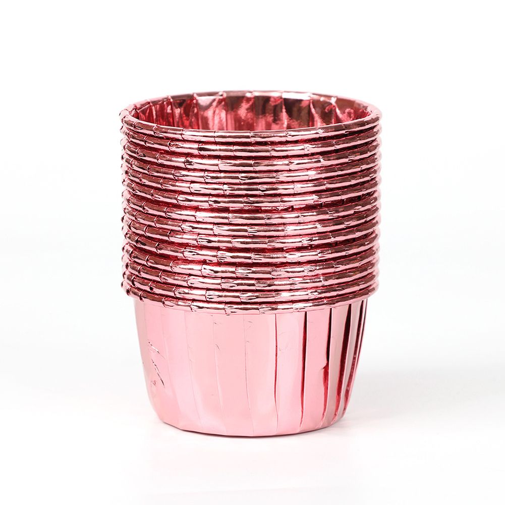 Yfashion 50Pcs Heat Resistant Aluminum Plating Baking Cups for Wedding Party Cupcake Muffin Molds