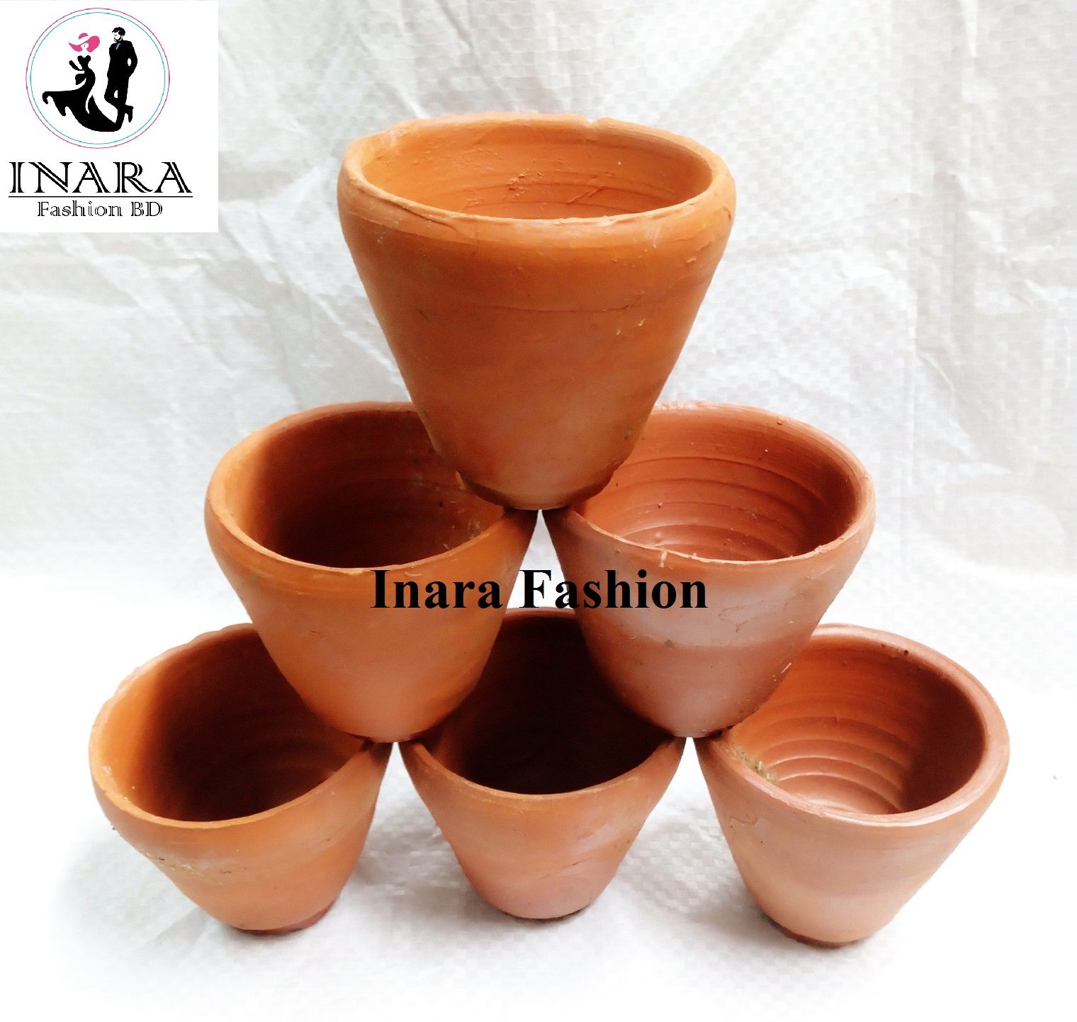 মাটির চায়ের কাপ/ মাটির ভাড়-6 Pieces-Organic Clay Crafts Terracotta Tea Cup Hand Made