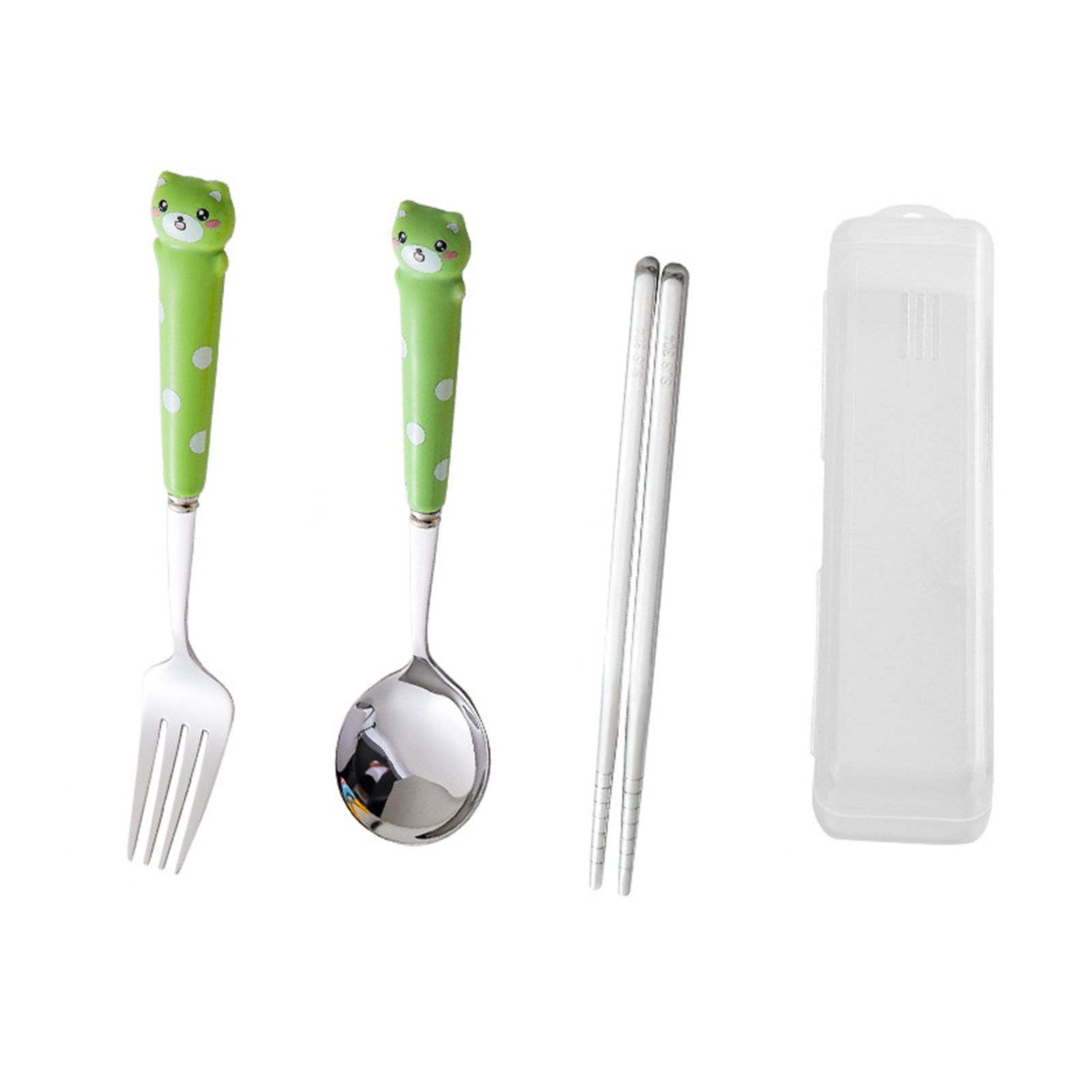 Toddler Cutlery Anti-oxidation No Groove Design Toddler Cutlery with Fork Spoon Chopsticks
