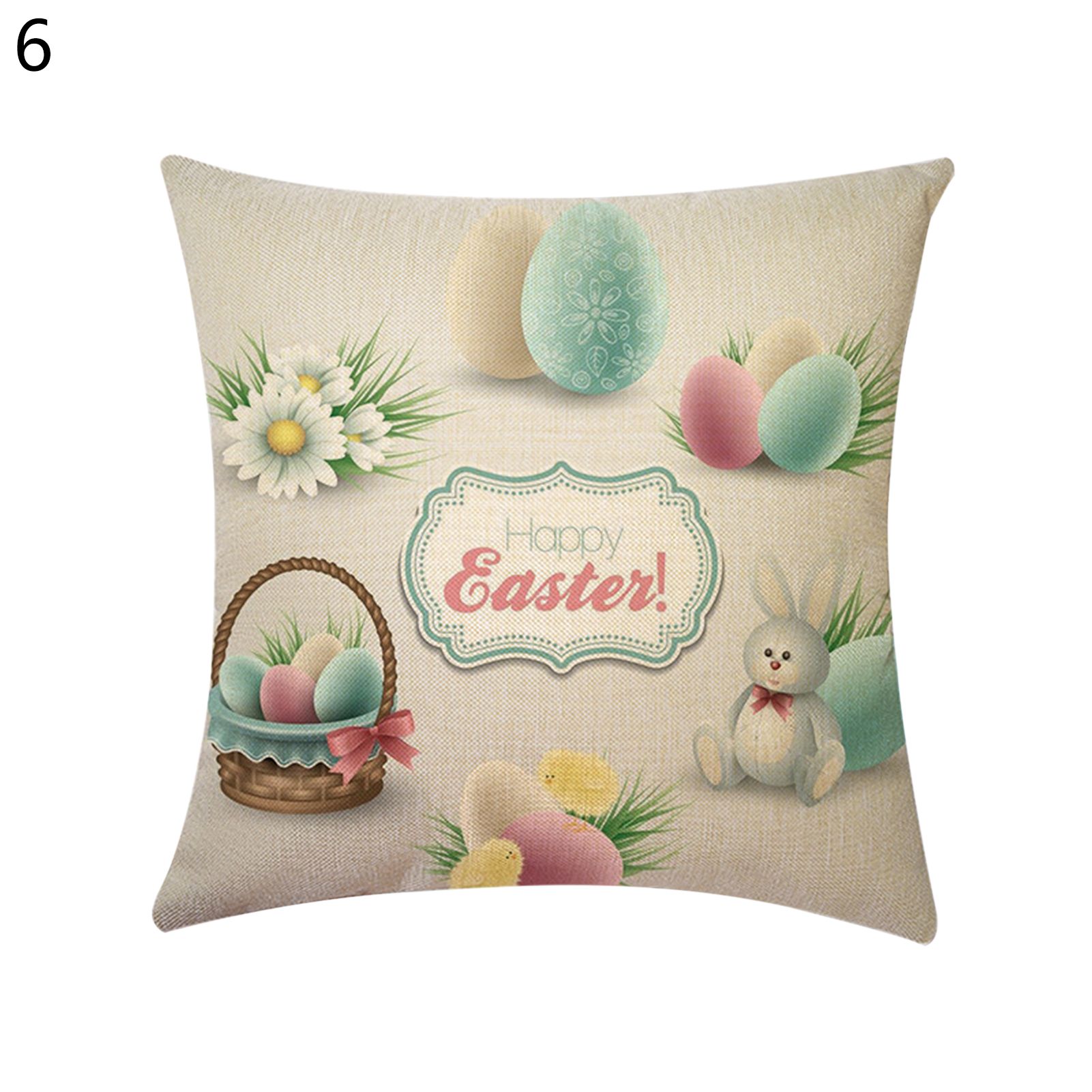 lowcase Wrinkle Resistant Decorative Bunny Eggs Cushion Throw Cover