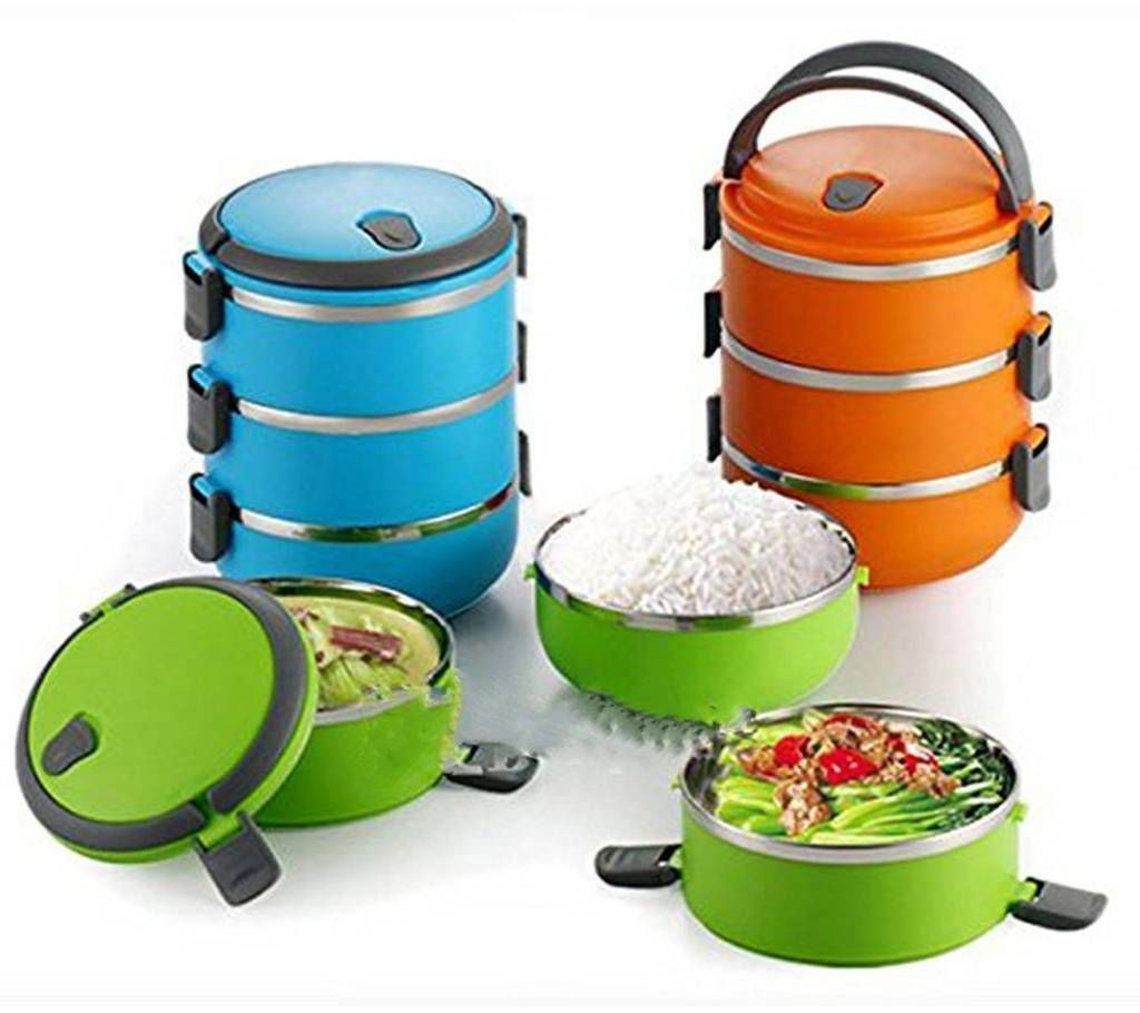 Three Layer Stainless Steel Lunch Box - 1 Piece
