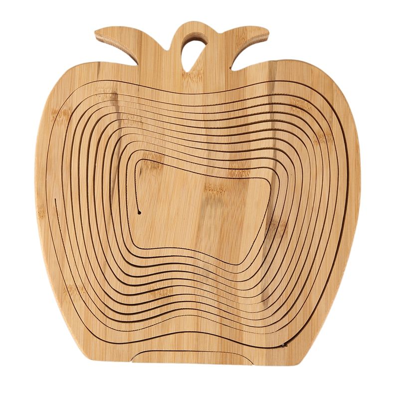 Multifunction Heat Resistant Non Slip Bamboo Trivets Pot Mat Hot Pan Pads Bamboo Folding Fruit Egg Bread Basket Collapsible Fruit Bowl for Kitchen Table (Pineapple Shape)