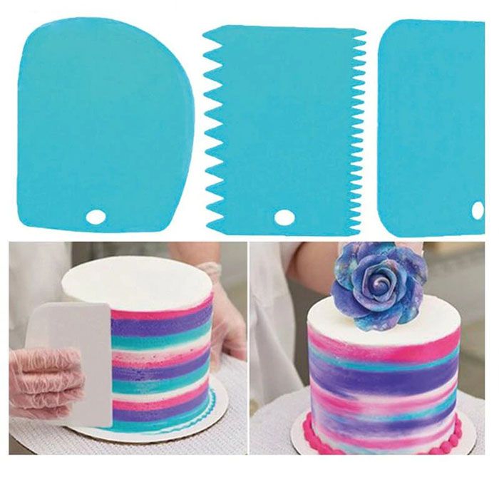 3 Pcs / Lot Scraper Cream Smooth Irregular Teeth Edge DIY Cake Decorating Tools Fondant Pastry Cutters Baking Spatulas Molds