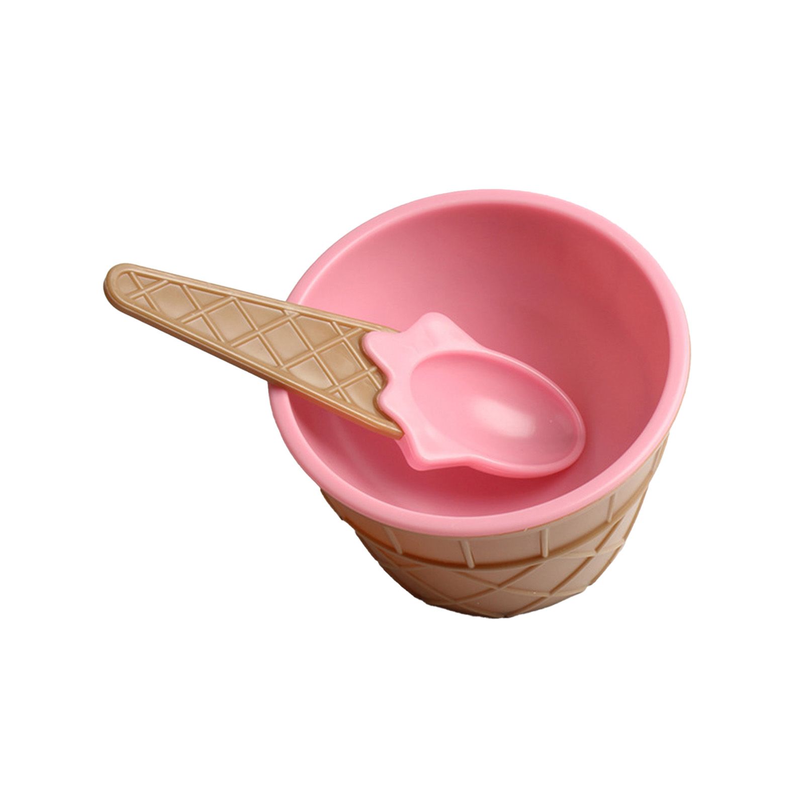 1 Set Ice Cream Bowl Eco-friendly Cartoon Shape Plastic Dessert Yogurt Cup with Spoon for Home