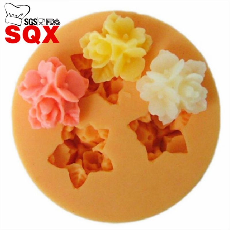 3 hole rose flower Resin Flower silicone mold,fondant molds sugar craft tool,chocolate mould,soap candle molds for cakes SQ15167