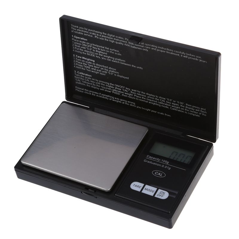 2Pcs 100G x 0.01G Mini LCD Digital Diamond Gram Weighing Scale Black