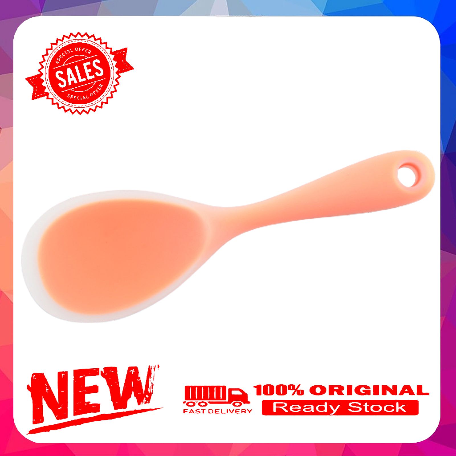 Silicone Rice Spoon Solid Color Non-stick Meal Pot Pan Scoop Kitchen Utensils