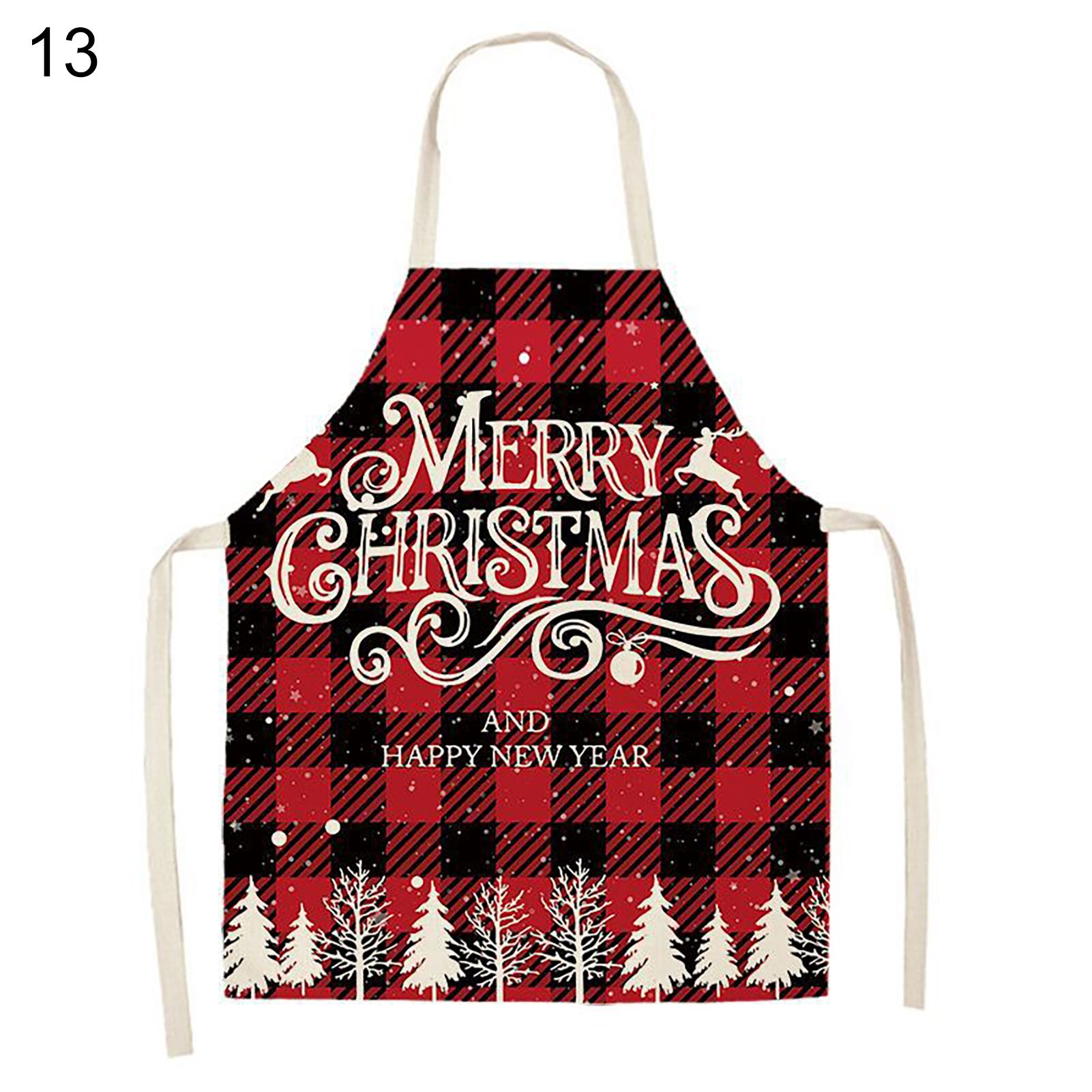Christmas Apron Eye-catching Wear Resistant Flax Unisex Waterproof Adult Apron for Home
