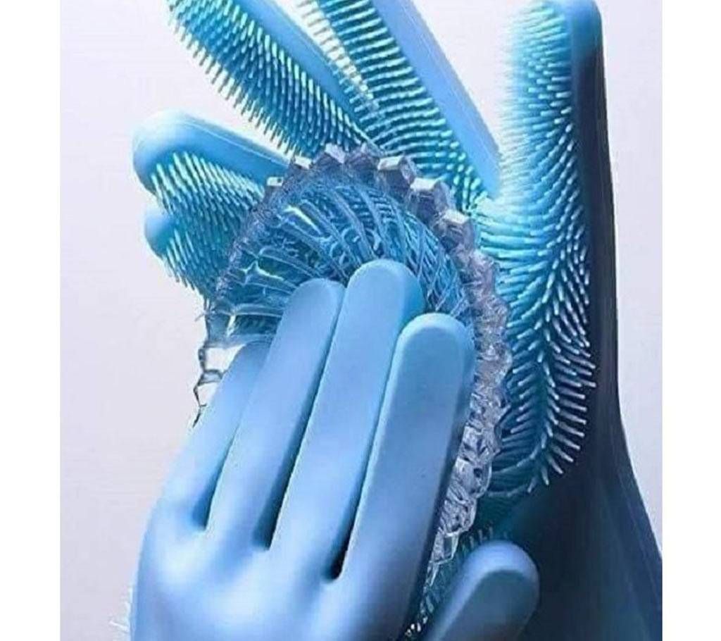 Original Silicon Kitchen Hand Gloves - Sky Blue
