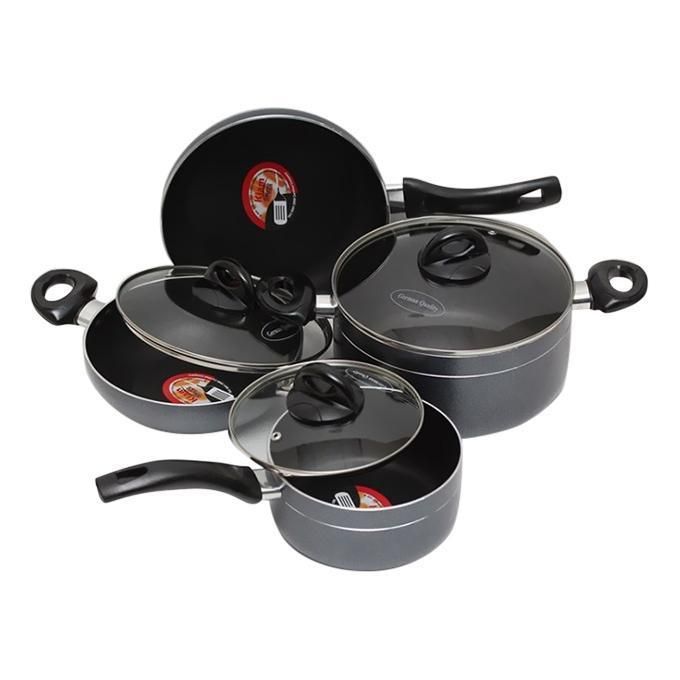 Non Stick 7 Pcs Cookware Set - Black and Ash
