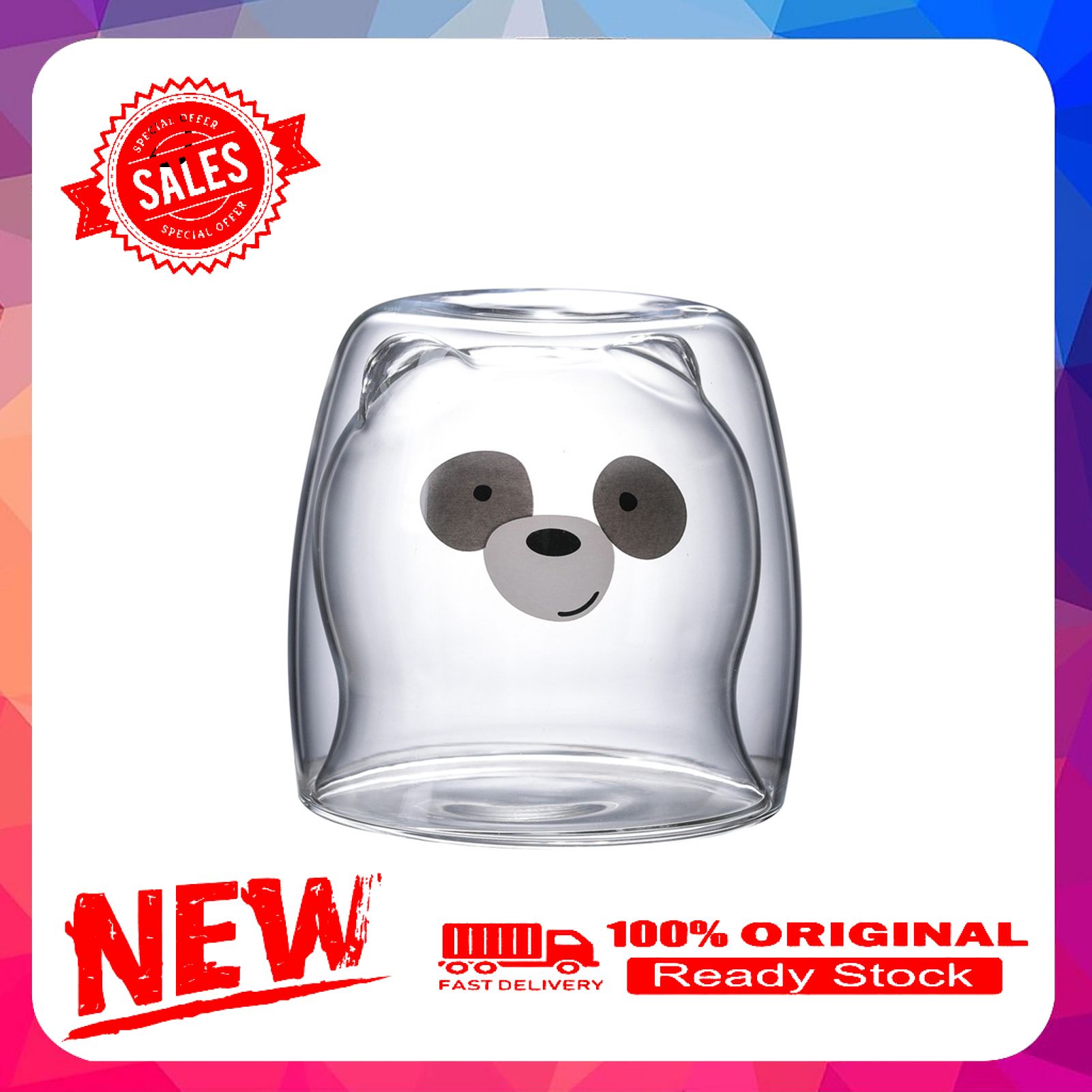 250ml Cartoon Bear Double Wall Insulated Coffee Milk Water Glass Cup Juice Mug