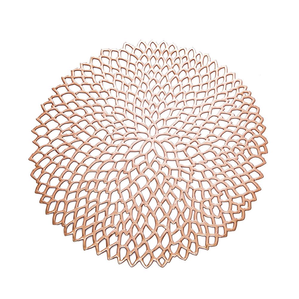 Round Flower PVC Hollow Mesh Net Anti-Slip Pad Coaster Bowl Pan Place Mat Decor