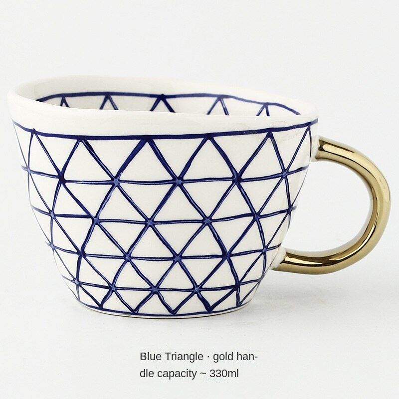 Nordic Hand Painted Ceramic Water Cup Large capacity breakfast milk mug Irregular office tea coffee cup birthday gift
