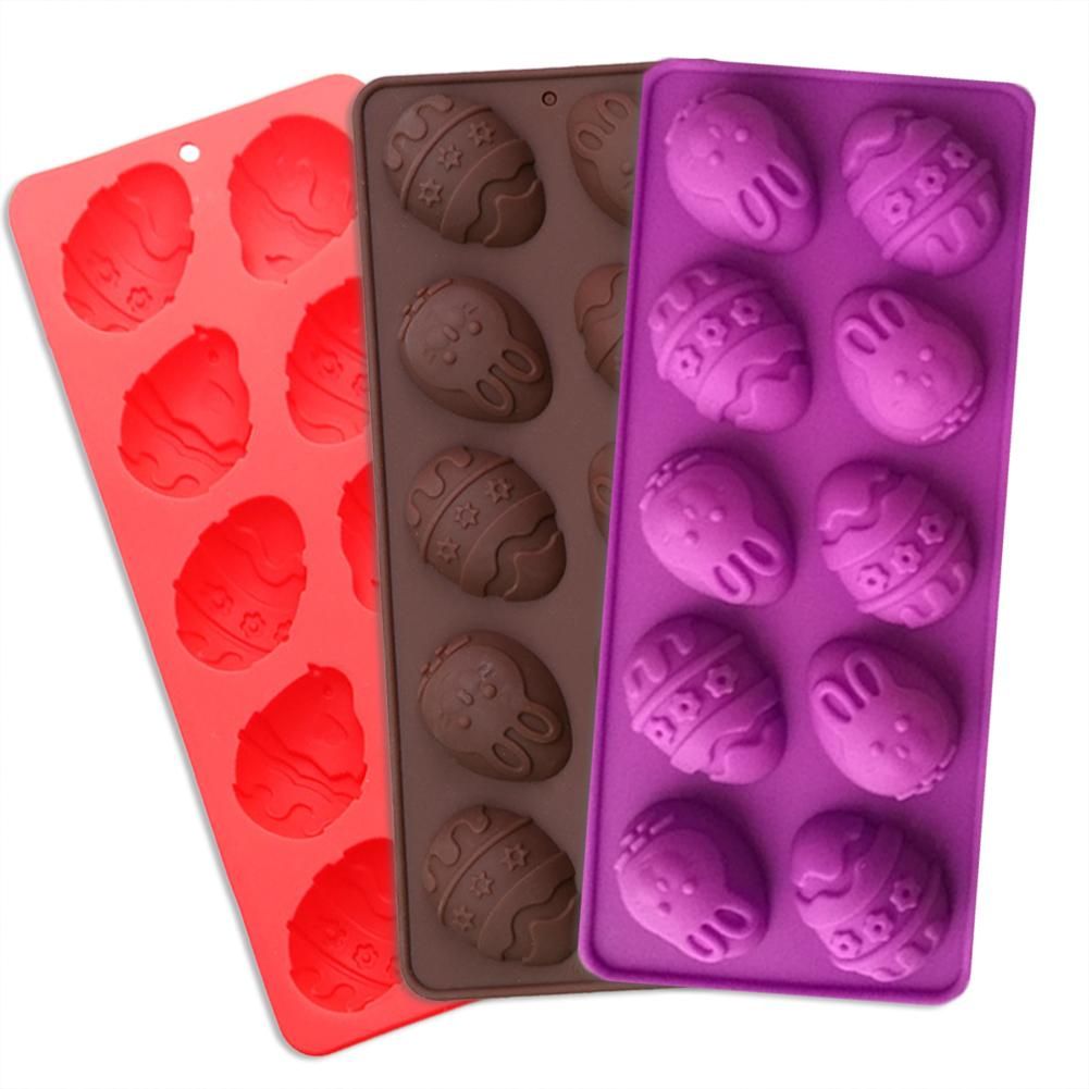 10-Cavity Easter Egg Silicone Chocolate Mold DIY Easter Kitchen Baking Decoration Tool Fondant Cookies Cake Mold