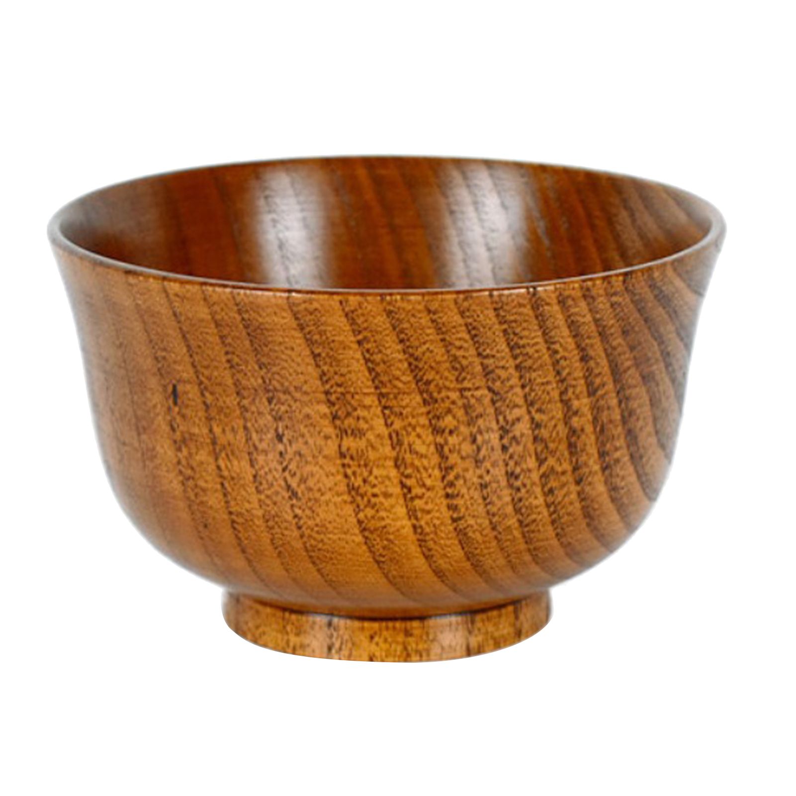 Wooden Bowl Japanese Style Non-slip Decorative Wood Rice Soup Food Container for Kitchen