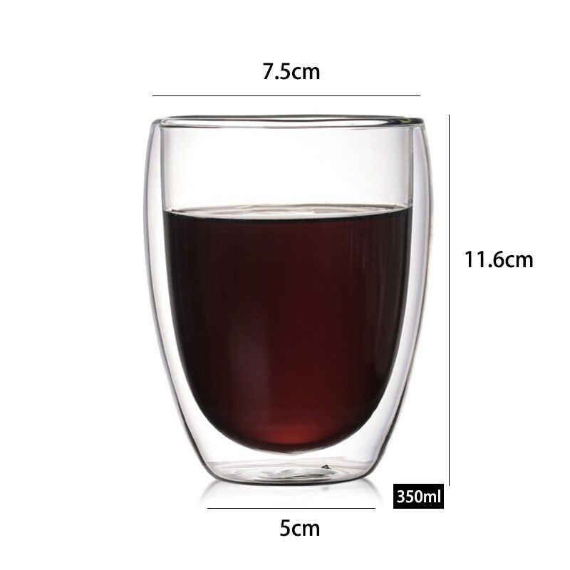 Creative Double Transparent Glass Cup Coffee Cup Milk  Tea Heat-resistant Cocktail  Glass Drinkware Water Cup