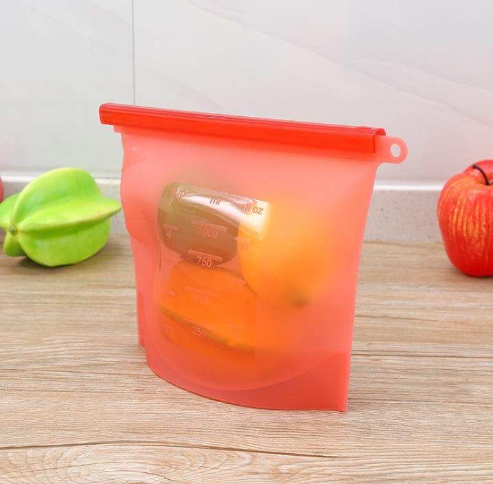 Panda Online 1000ml Reusable Silicone Food Storage Bag Food Grade Vegetable Storage Bag Preservation Bag Container
