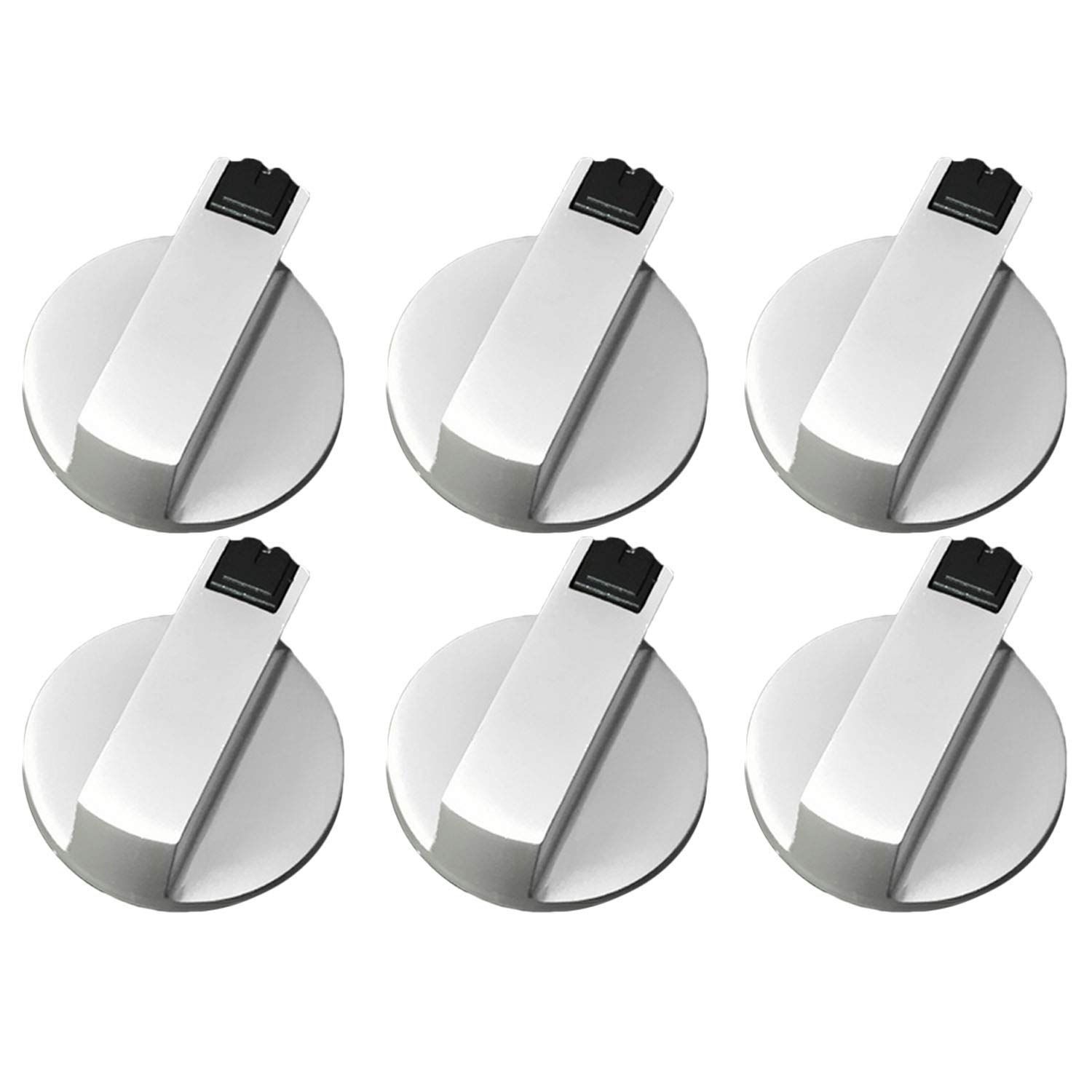 Stoves Cooker Knobs,Oven Knob 6pcs,Zinc alloy 6mm Universal Silver Gas Stove Control Knobs Adaptors Oven Rotary Switch Cooking Surface Control Locks