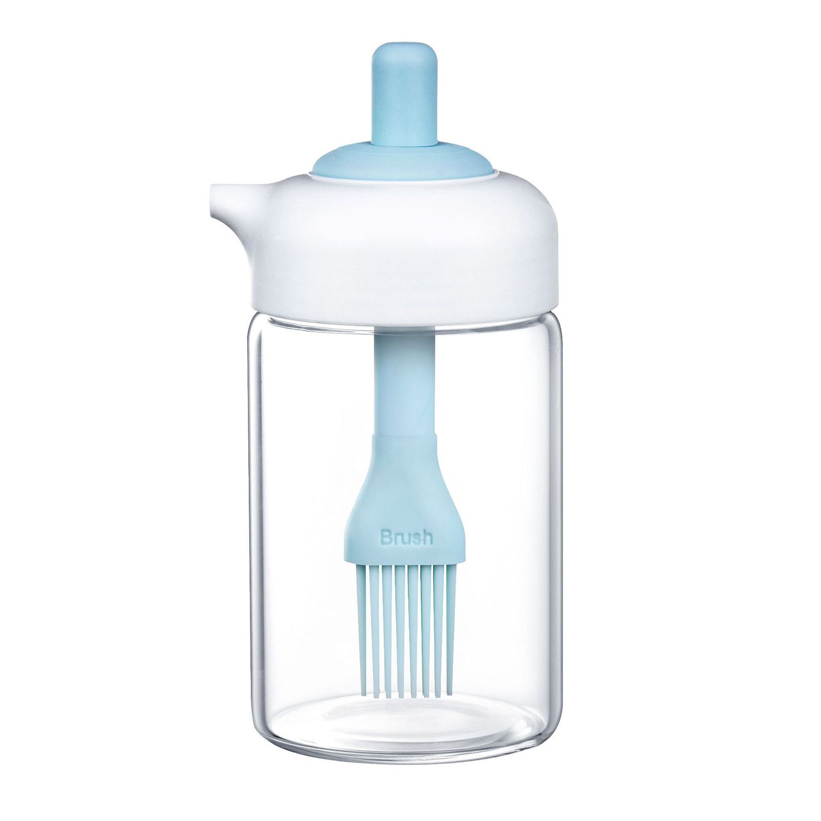 230ml Multi-use Oil Pot 2 in 1 Glass Large Caliber Elastic Brush Oil Pump Bottle for Home