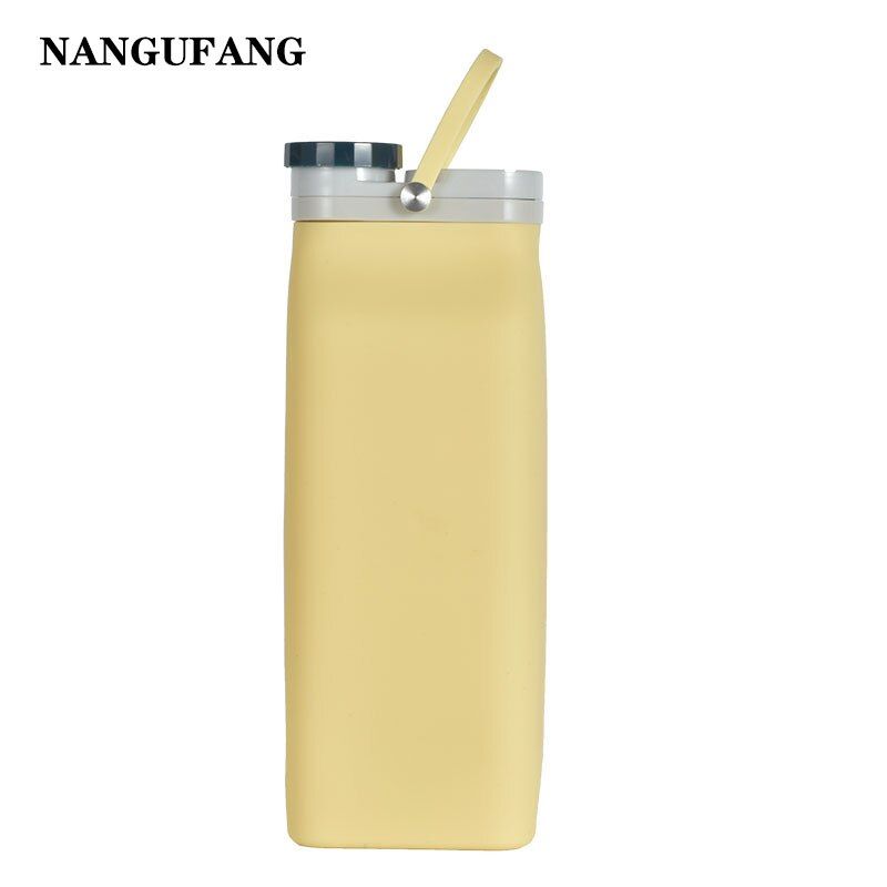 600ml folding silicone water bottle outdoor sports folding cup with handle portable travel fitness foldable cup for cycling camp