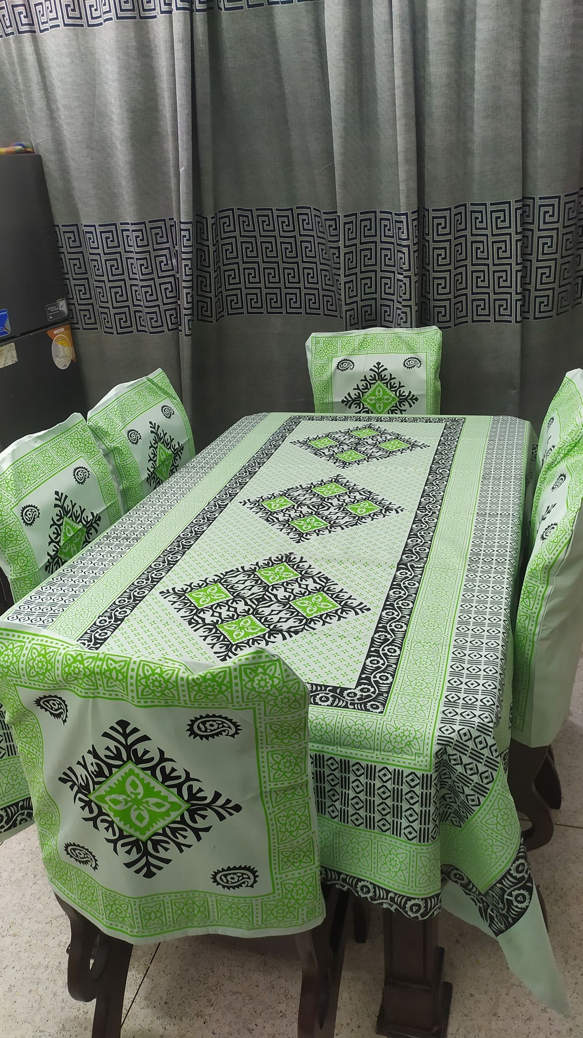 Screen Print Dining Table Runner 06 Chair Cover