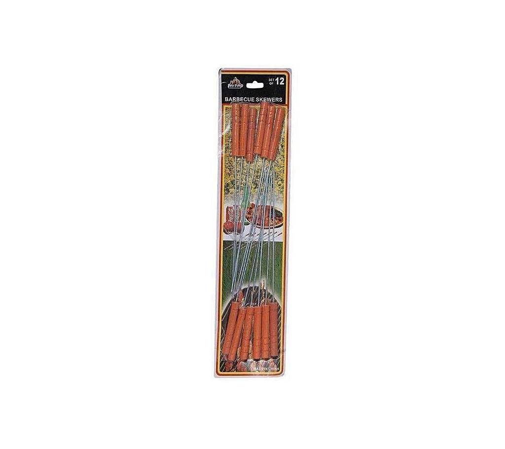 Bbq Wooden Handle Skewers - 12 Pcs - Multi Color
