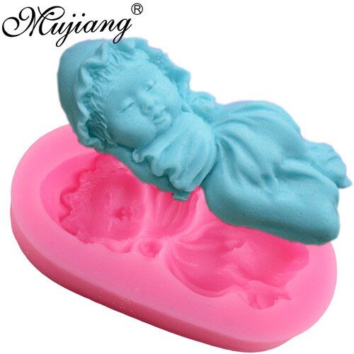 Mujiang 3D Baby Soap Silicone Molds Candle Clay Mold Party Fondant Cake Decorating Tools Candy Chocolate Gumpaste Moulds