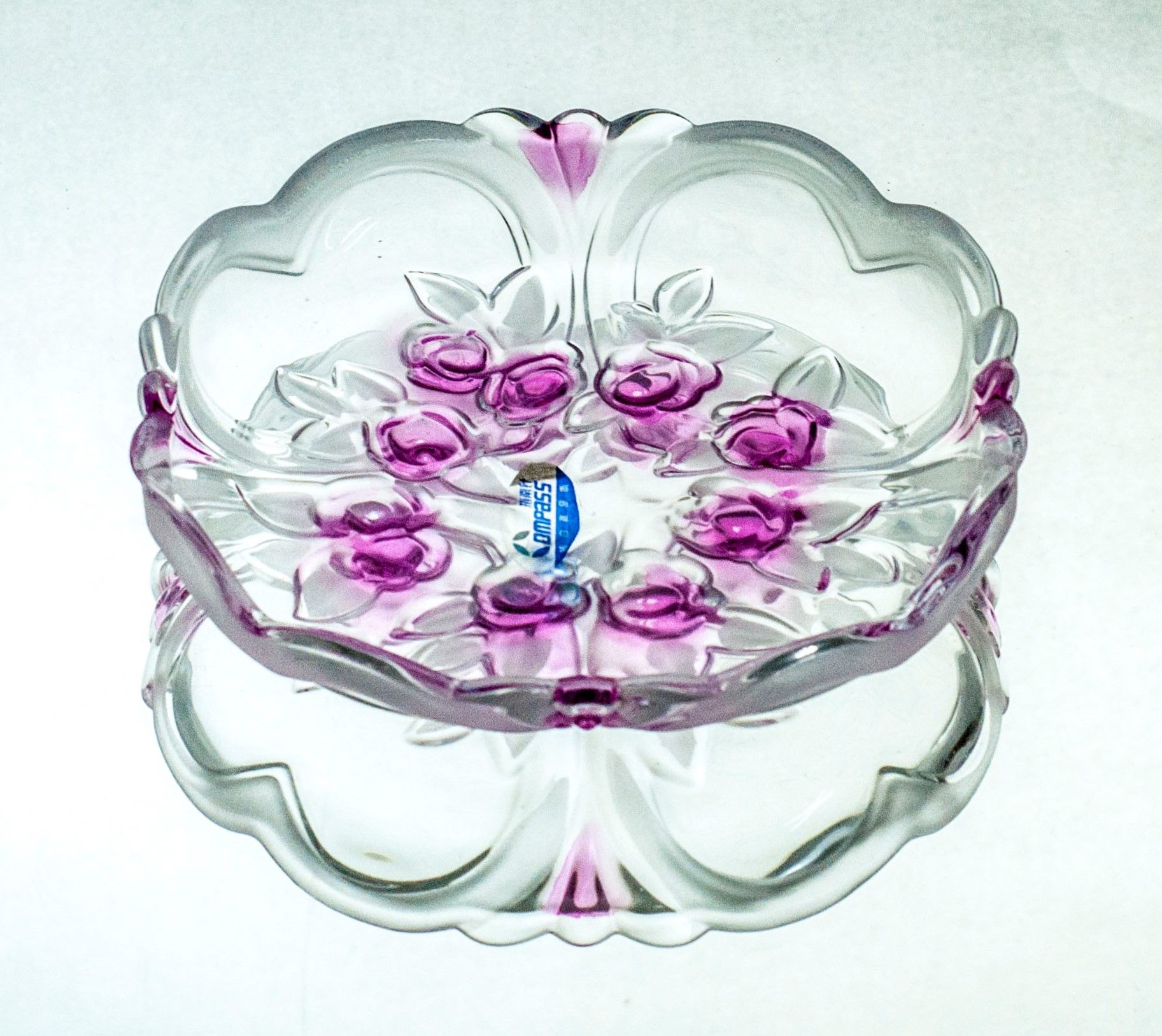 multi color Heart Shape Glass Fruit/ /Desert serving Plate 6 pcs set
