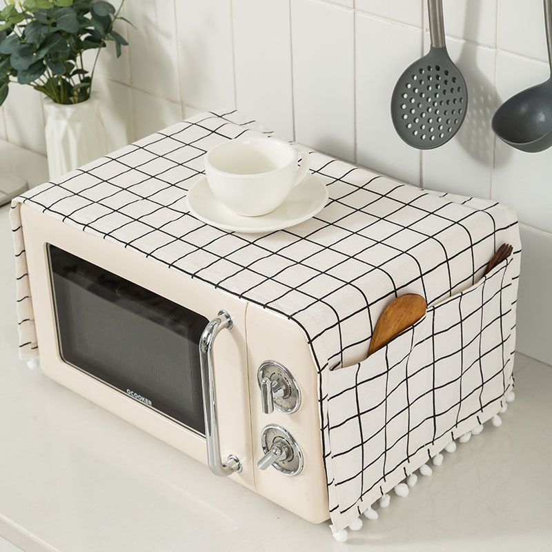 OIMG Simple Microwave Oven Dust Cloth Cover Kitchen Dustproof Covers With Storage Bag