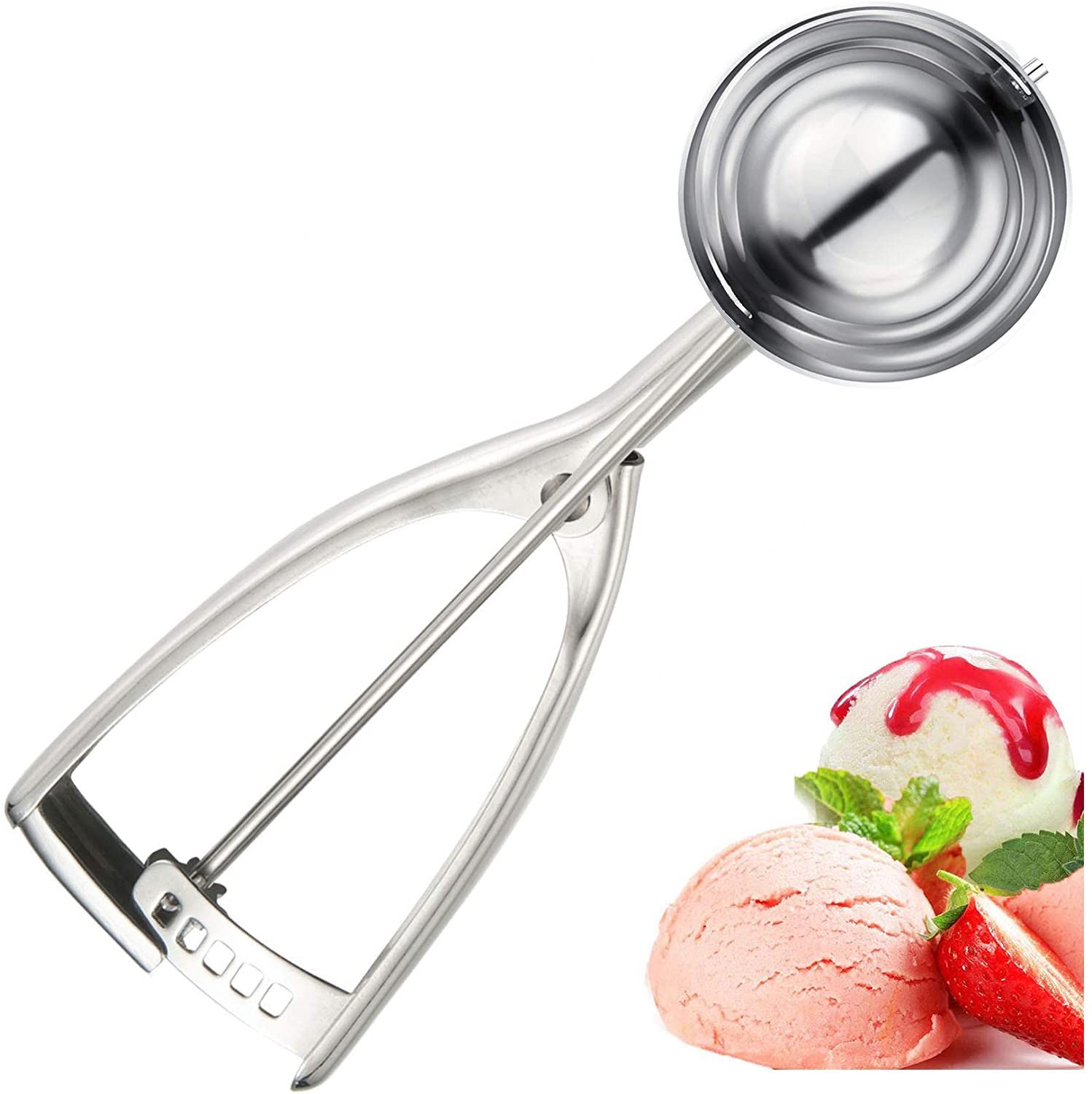1 Pc Konco Ice Cream Spoon Stainless Steel Ice Cream Dessert Scoop Fruits Ball Maker Watermelon Spoon Cookies Dough Disher Spoon