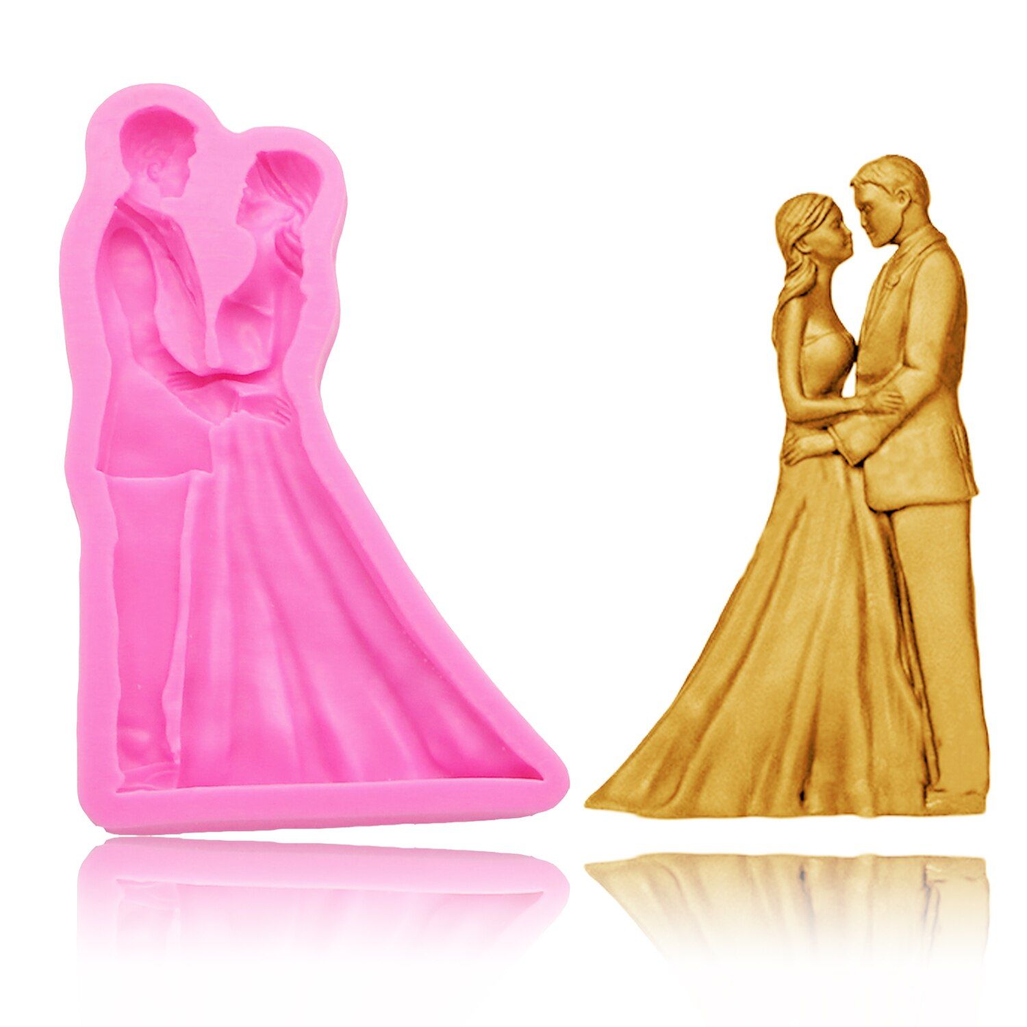 B1422 Bride groom shape Clay Resin Sugarcraft Silicone fondant mould Boy girl Wedding cake decorating tools chocolate molds