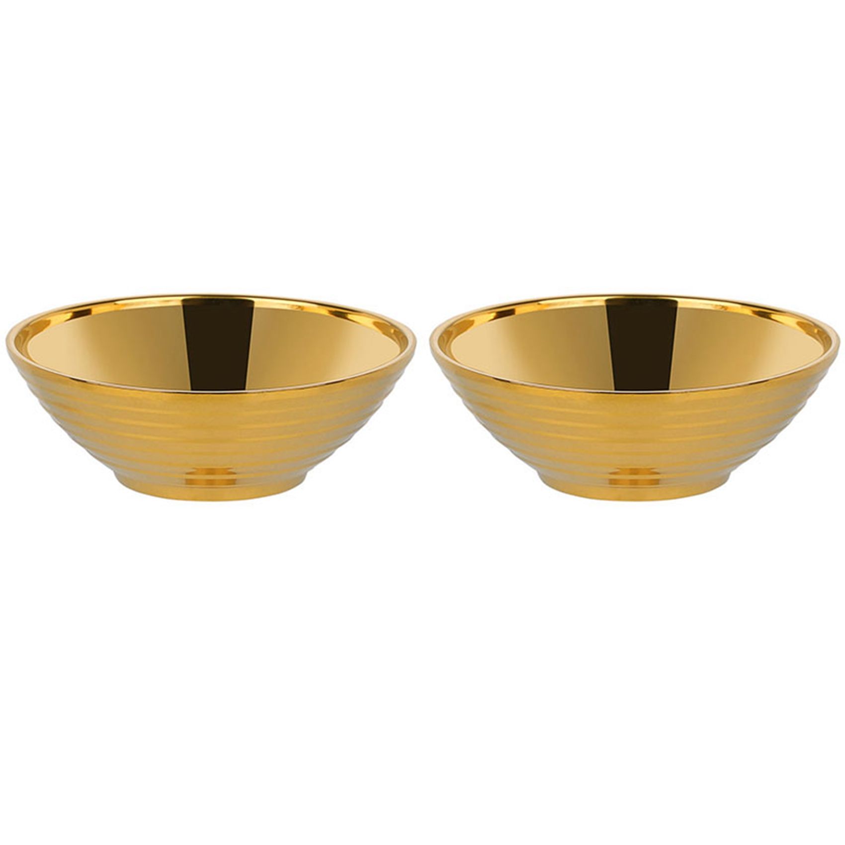 2X Round Noodle Food Bowl Double Layer Anti-Scalding Tableware for Hot Pot Sauce Soup Rice Stainless Steel Bowl Gold