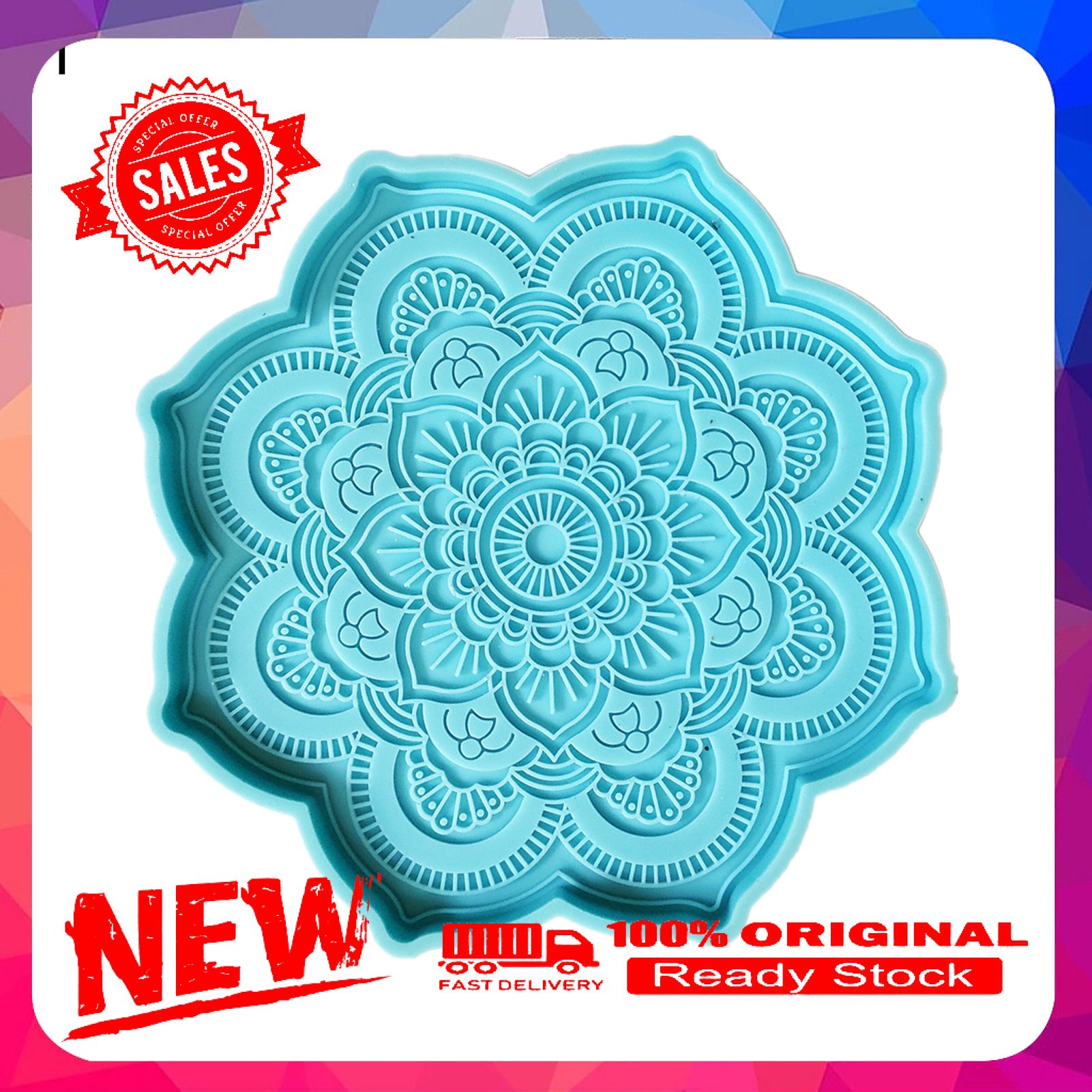 Coaster Mold Easy to Release Non-stick Round Tray Cup Mat Blue Casting Silicone Mould for DIY Cup Mats