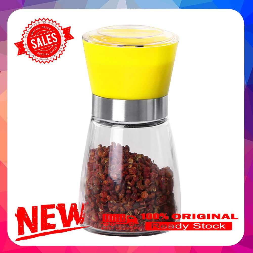 Portable Kitchen Salt Pepper Mill Grinder Bottle Seasoning Jar Holder Container
