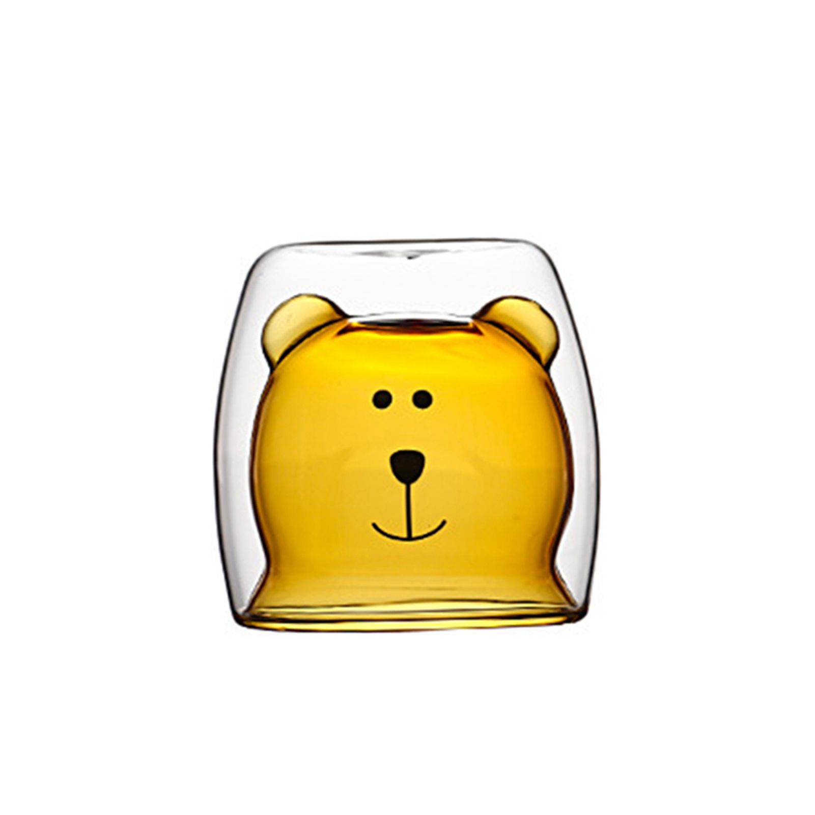 250ml Clear Cartoon Bear Double Wall Coffee Milk Juice Glass Cup Insulated Mug