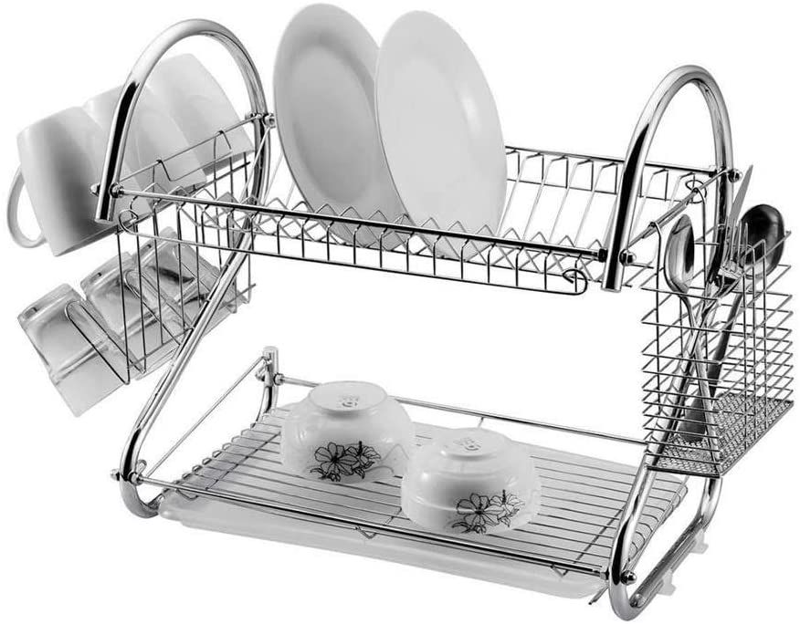 2 Layers Dish Drying Rack Kitchen Collection Shelf Drainer Organizer
