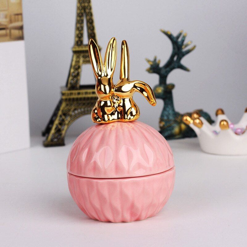 Nordic Creative Ceramic Plating Home Storage Ring Jewelry Box Wedding Hi Candy Cans Jewelry Box Gift